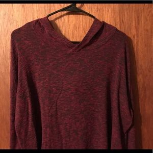 Red heathered hooded shirt
